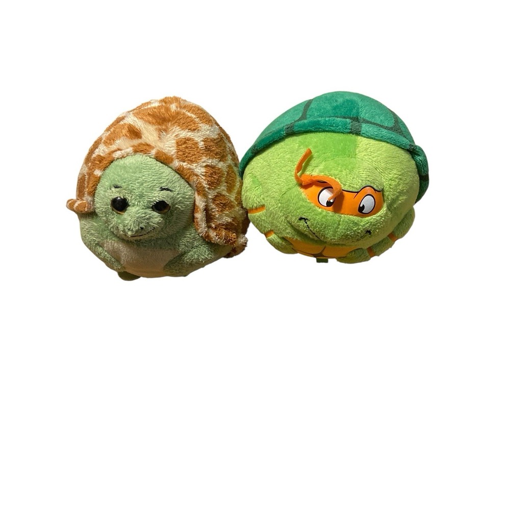 TY Beanie Ballz Teenage Mutant Ninja Turtles DONATELLO 4" & Zoom Round Plush